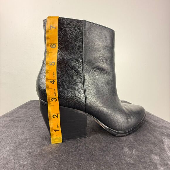 Enzo Angiolini Black Leather Pointed Toe Block Heel Ankle Boots - Picture 10 of 10